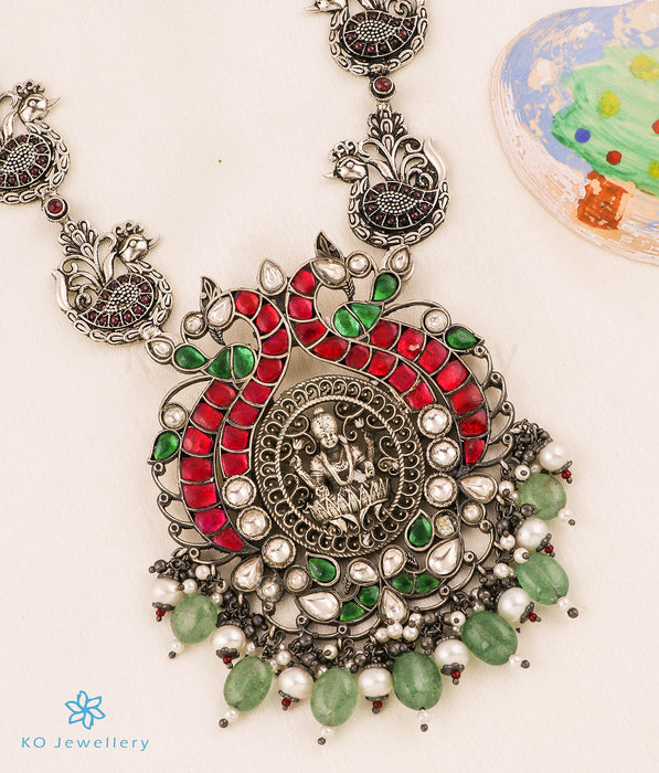 The Yuthvika Silver Lakshmi  Kundan Necklace