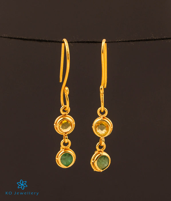 Precious Emerald & Peridot Earrings in 22 KT Gold