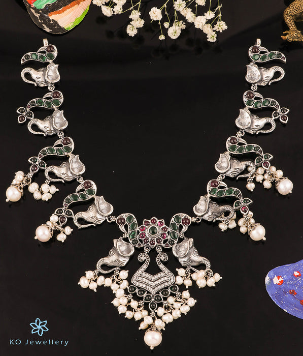 The Uvasri Silver Peacock Necklace