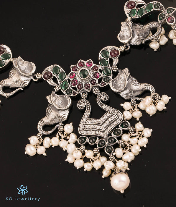 The Uvasri Silver Peacock Necklace
