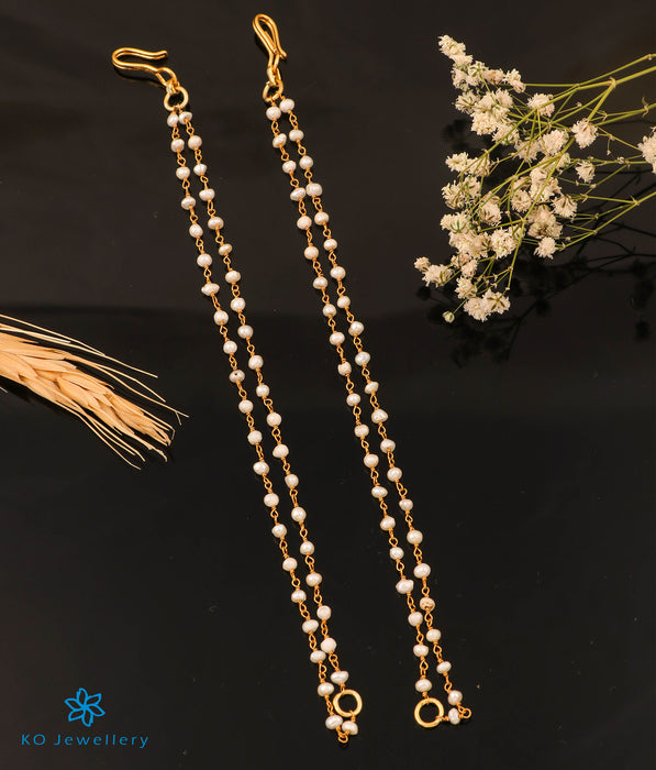 The Iravat Silver Pearl Ear chain (Two Layers)