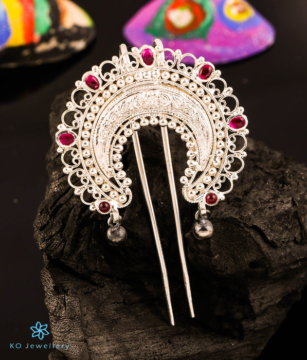 The Kahini Silver Bridal Hair Pin (Bright Silver)