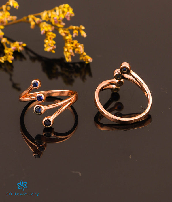 The Ivy Silver Rosegold Toe-Rings (Blue)