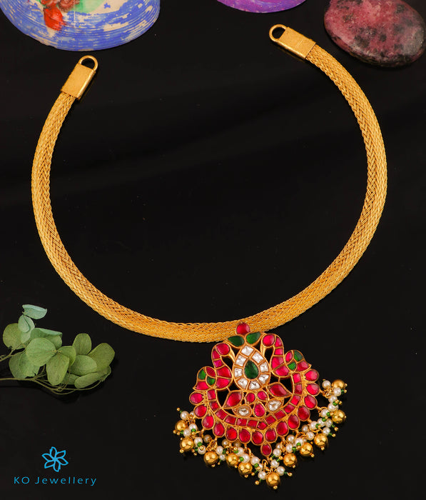The Ruhiya Silver Jadau Peacock Necklace