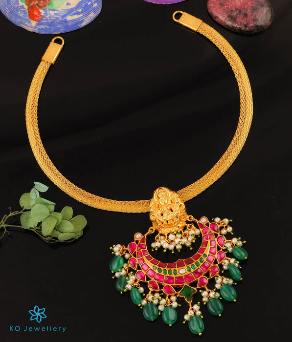 The Sejal Silver Jadau Lakshmi  Necklace