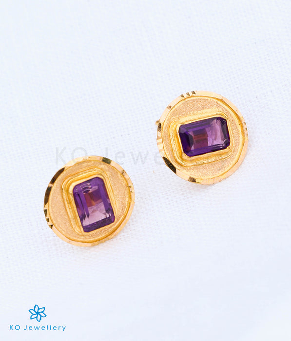 Circular Amethyst Pendant & Earrings in 22 KT Gold