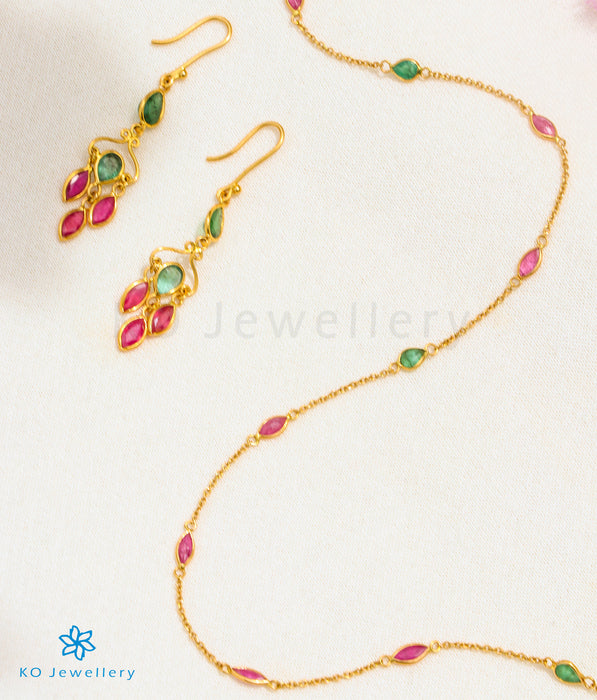 Precious Ruby & Emerald Drop Earrings in 22 KT Gold