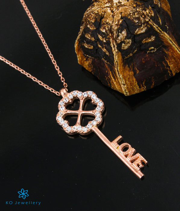 The Key to Love Silver Rose-gold Necklace