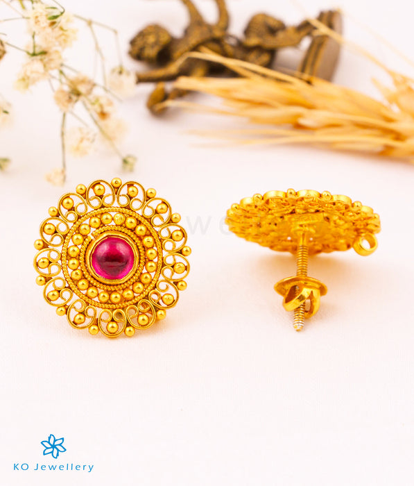 Gold Plated Flower Pearl Kundan Stud Earrings  Pinkcity craft
