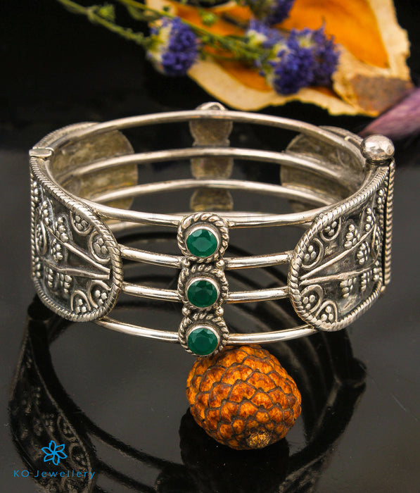 The Anandita Silver Turquoise Kada Bracelet (3 layers/Size 2.5)
