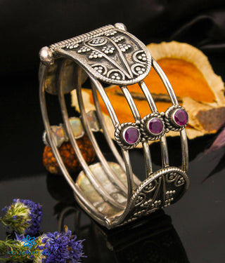 The Anandita Silver Kada Bracelet (3 layers/Size 2.5)
