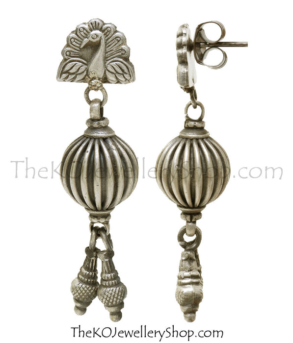 silver peacock earrings all ocassions 