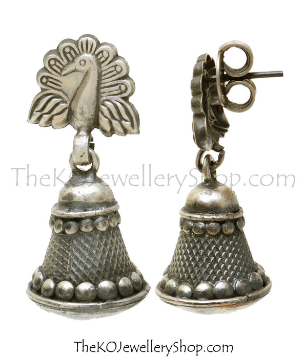 buy online oxidised peacock sterling silver earrings for women.