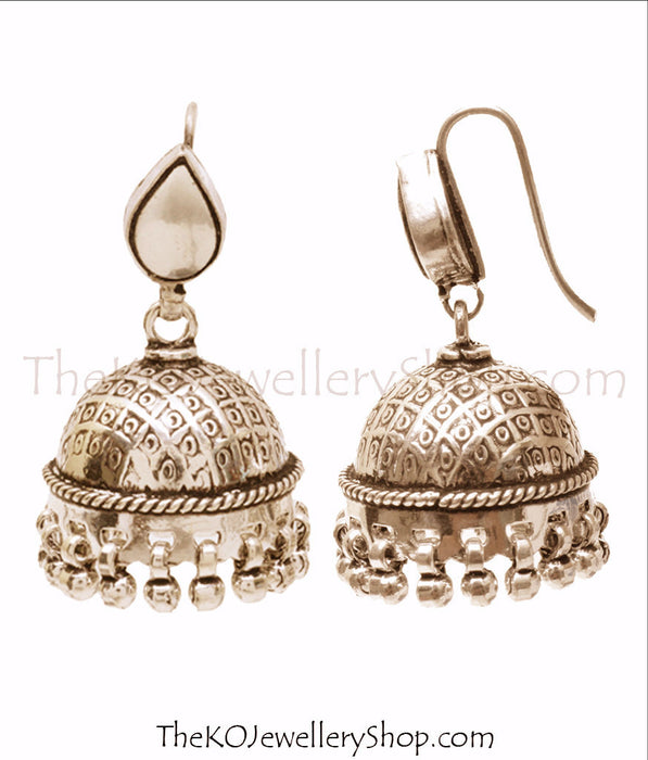Buy online hand crafted silver jhumka for women