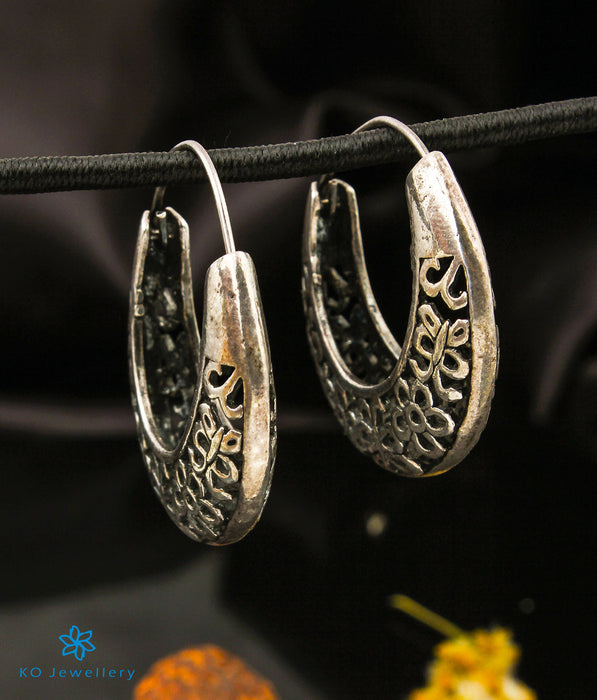 The Swirl Butterfly Silver Hoop Earrings
