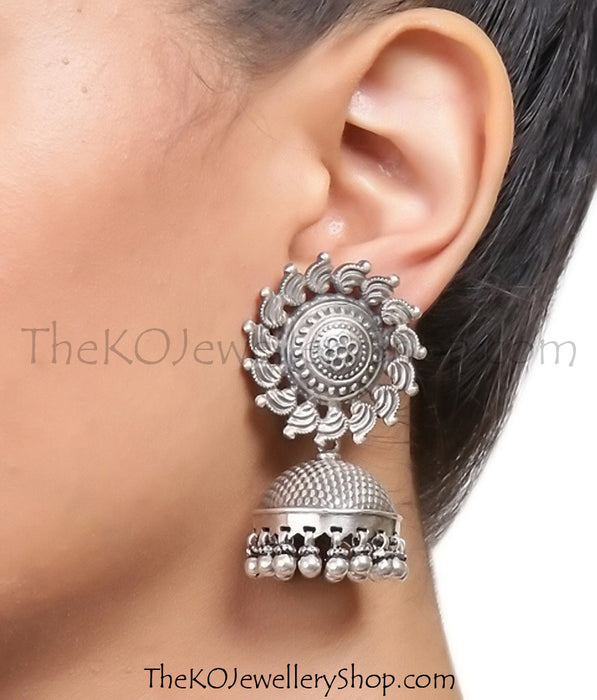 shop online for silver jhumka with ghunghroos for women