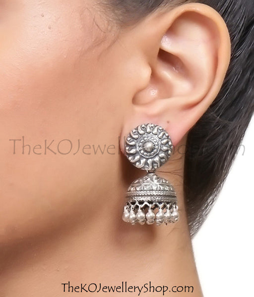 Online shopping antique pure silver jhumka for women