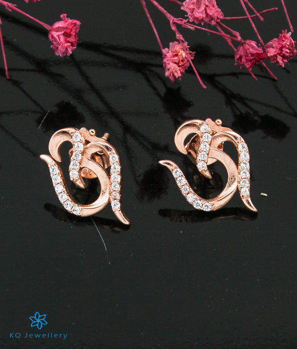 The Om Silver Rose-Gold Earrings