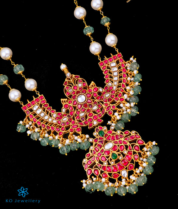 The Ikshana Silver Bridal Kundan Peacock Necklace