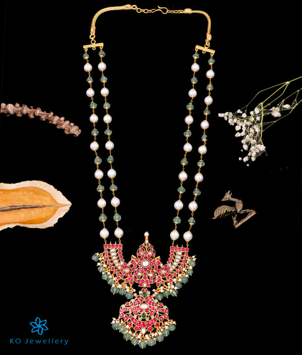 The Ikshana Silver Bridal Kundan Peacock Necklace