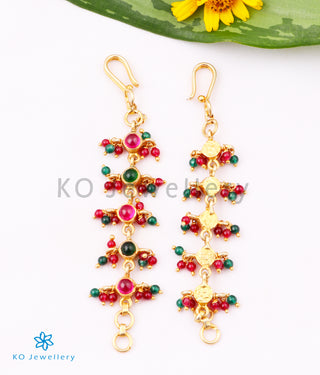 The Medha Silver Ear chain (Red & Green mix)