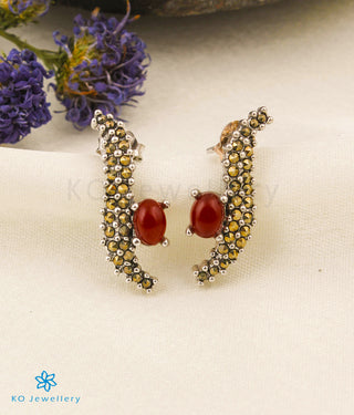 The Shimmer Silver Marcasite Earrings (Red)