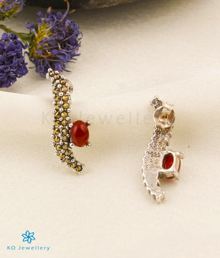 The Shimmer Silver Marcasite Earrings (Red)