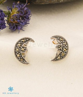 The Moon Silver Marcasite Earrings