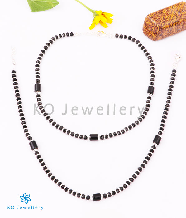 The Kajjra Silver Black-bead Anklets