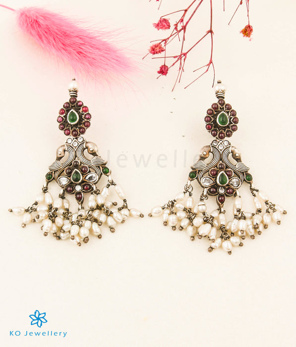 The Rutvi Silver Peacock Earrings