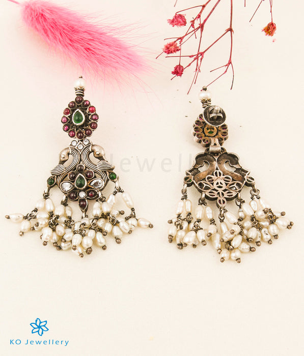 The Rutvi Silver Peacock Earrings