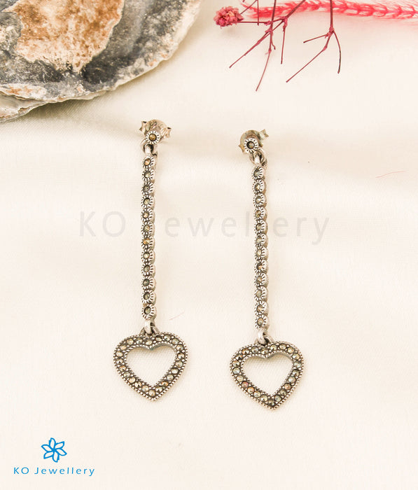 The Heart Silver Marcasite Earrings