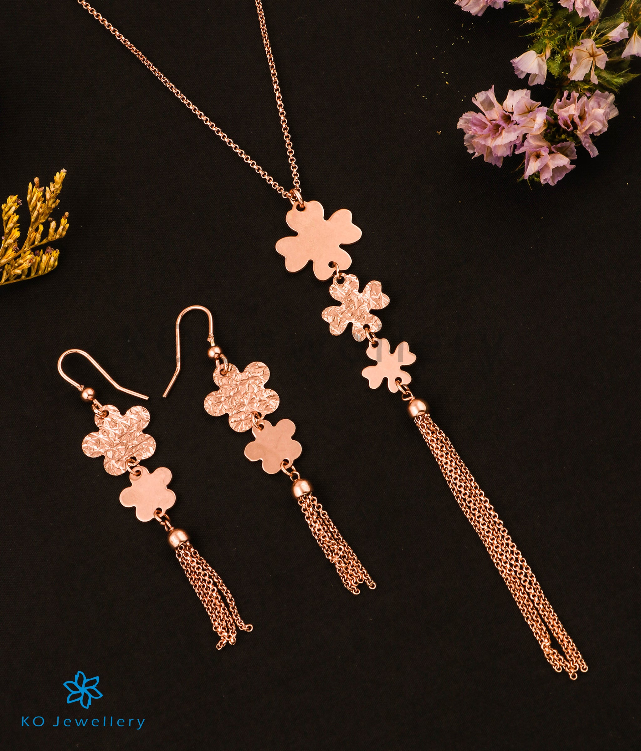 Silver Necklace Set- Buy Rose gold necklaces in 925 Hallmark Sterling Silver KO Jewellery