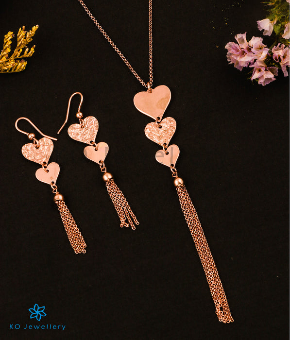 The Enchanting Heart Silver Rose-gold Necklace Set