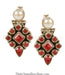 Stylish red zircon and pearl earrings for work