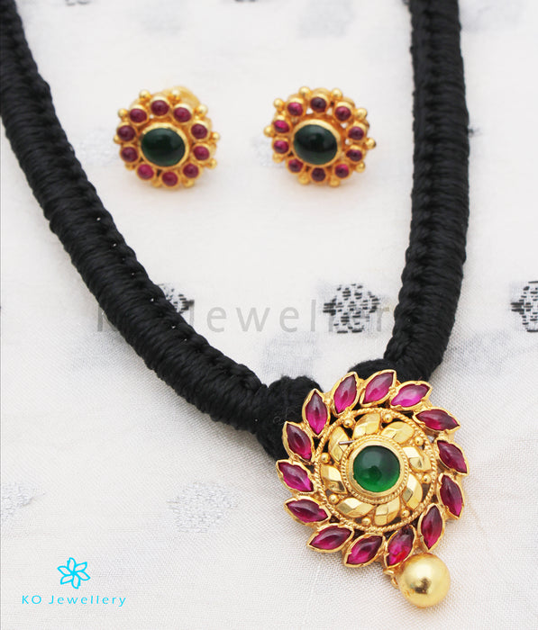 The Aamod Silver Kempu Necklace (Black)