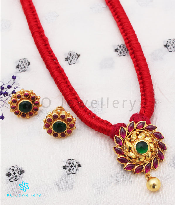 The Aamod Silver Kempu Necklace (Red)