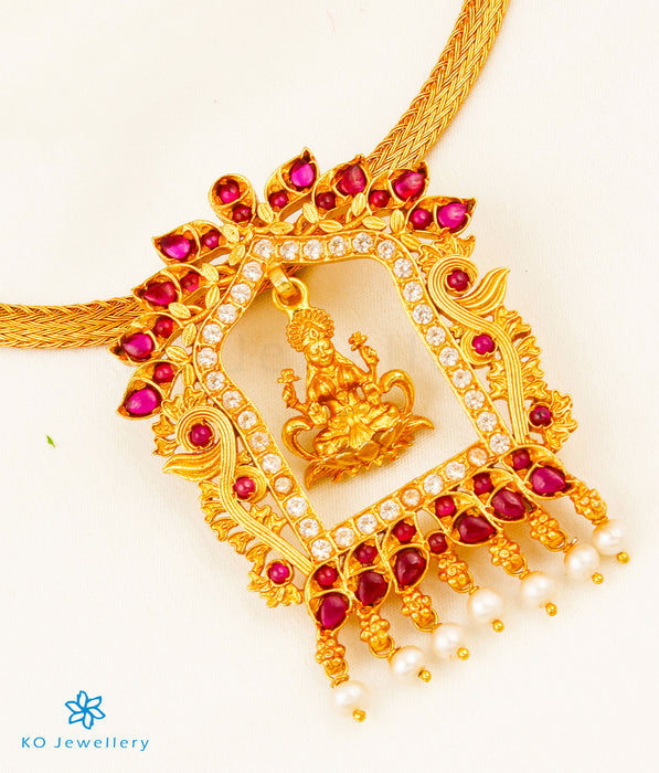 The Sanidhya Silver Lakshmi Pendant (Red/White)