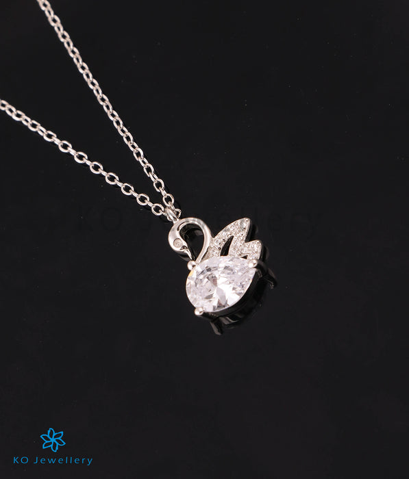 The Swan Silver Solitaire Necklace