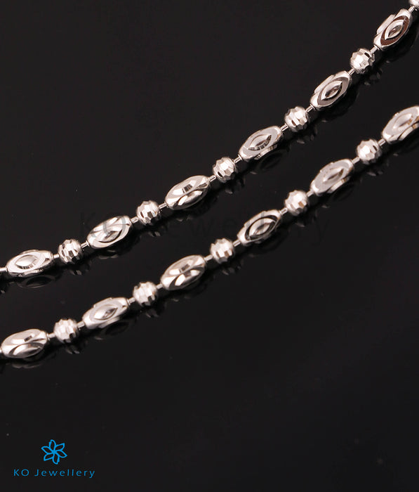 The Shining Beads Silver Chain Anklets