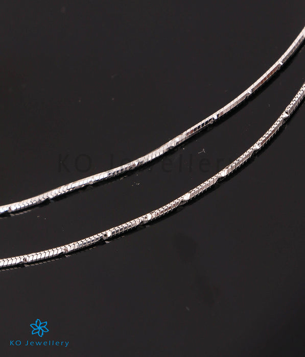 The Faceted Silver Chain Anklets