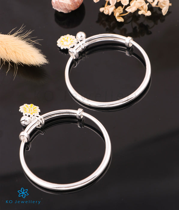 Hot Pink Flower Sterling Silver Hoop Earrings | Mimosura Jewellery for Kids