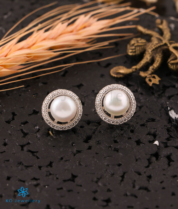 The Pearl Glitter Silver Earrings