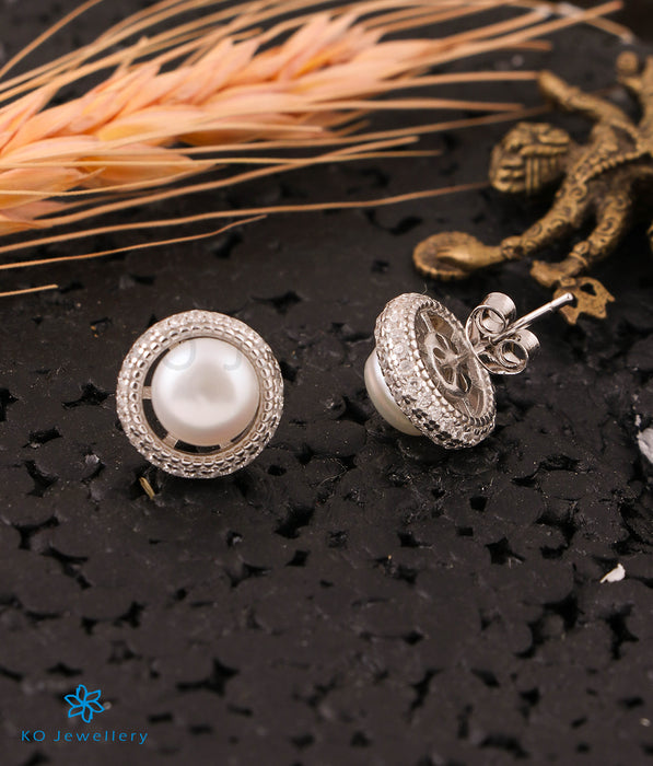 The Pearl Glitter Silver Earrings
