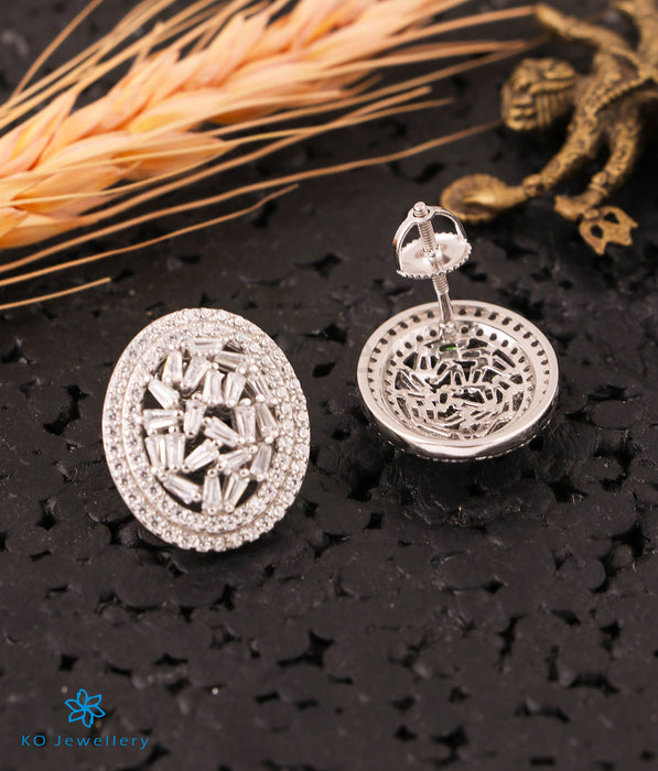 The Baguette Cluster Diamond Silver Earrings