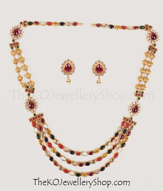 Hand crafted gold dipped silver navratna necklace shop online