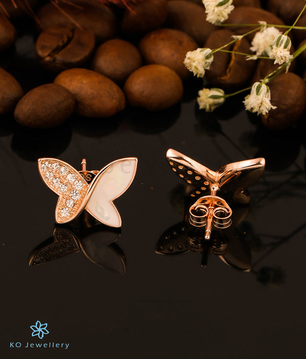 The Elegant Butterfly Silver Rosegold Earstuds