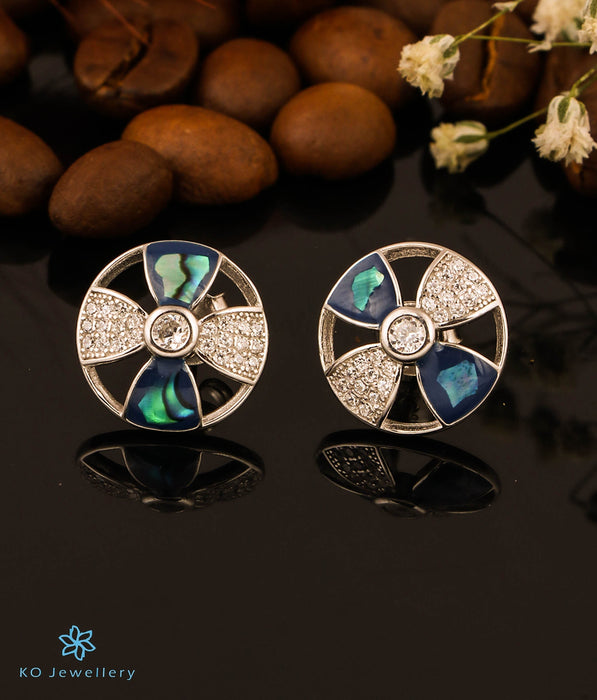 The Embellished Silver Earrings (Blue)