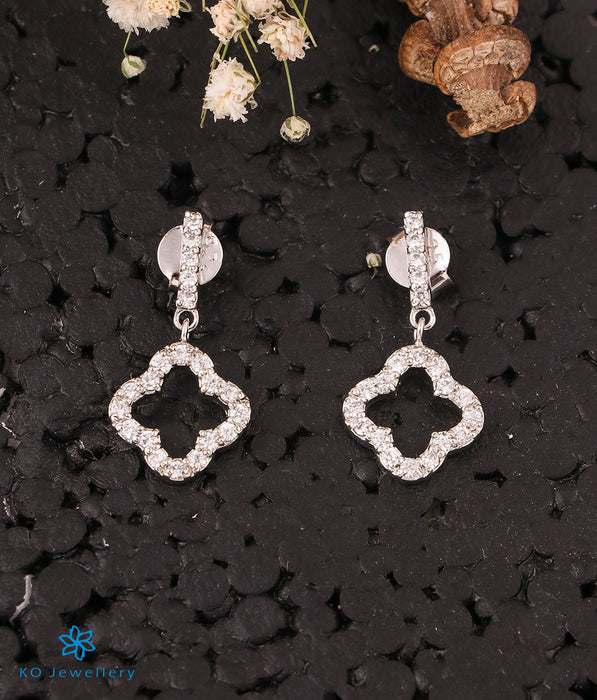 The Clover Diamond Silver Earrings