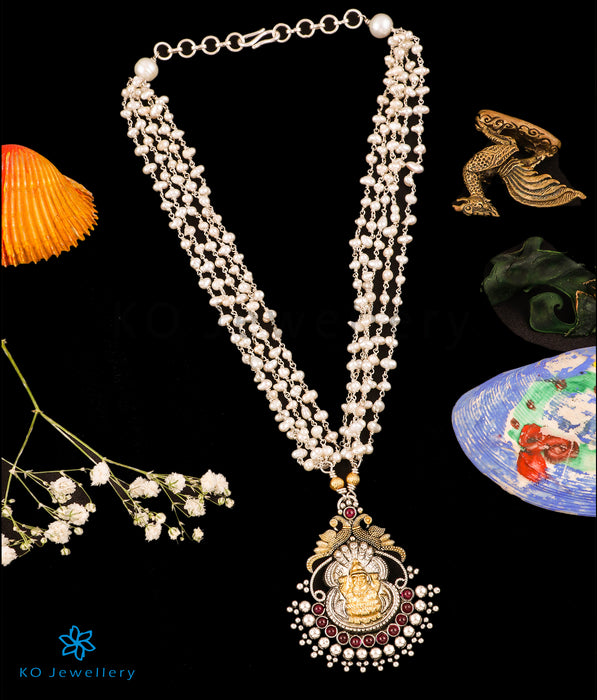 Pearl and Paper Clip Chain Toggle Necklace gold – ADORNIA